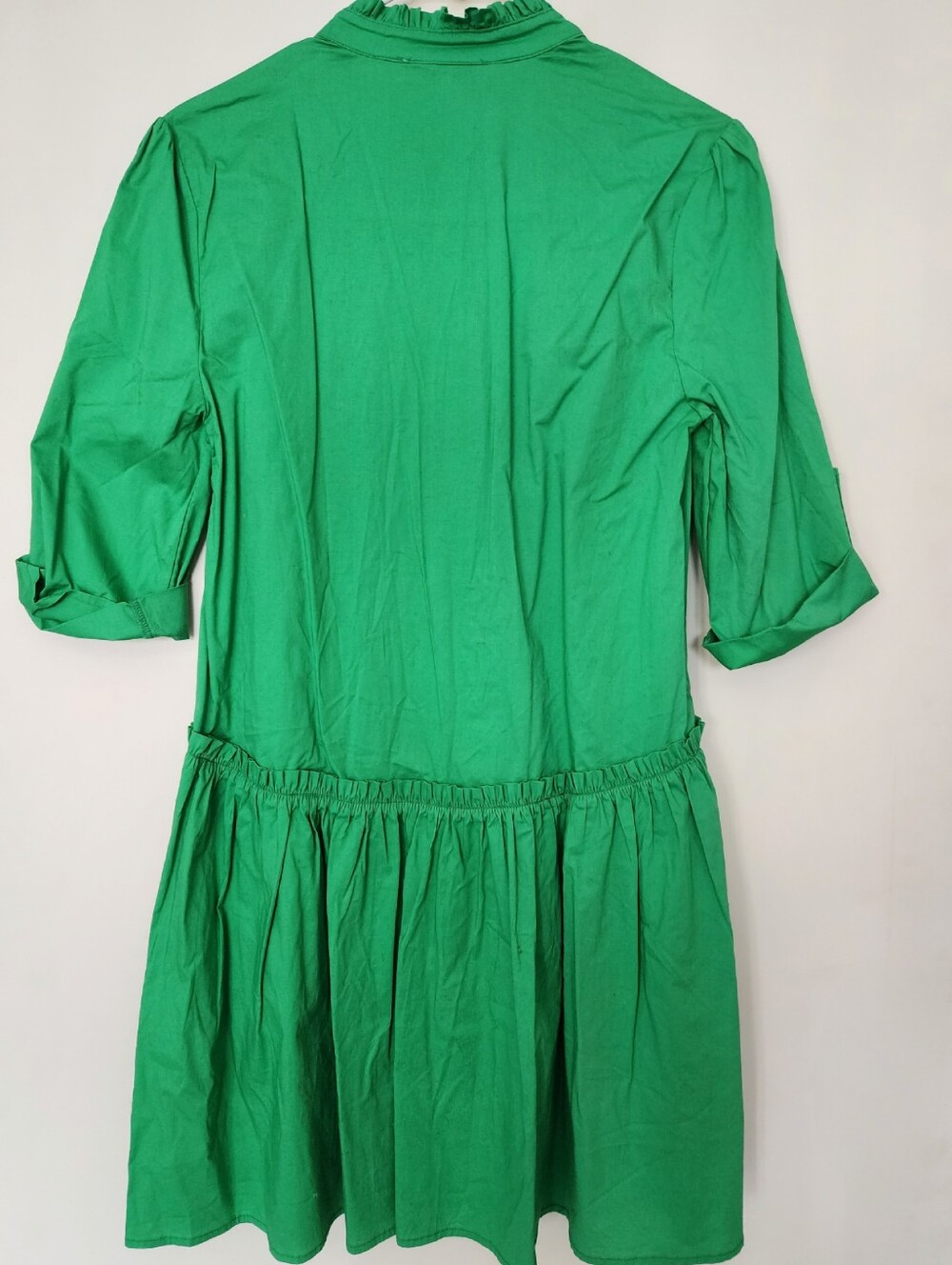 Taylor Tillman Cammie Ruffle Shirt Dress Garden Green Cotton Size XS NEW - Picture 8 of 9